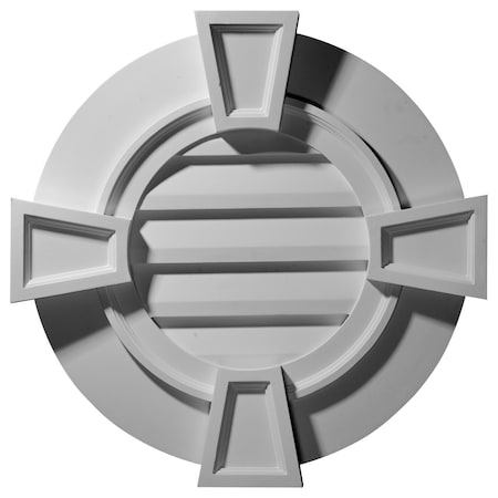 Ekena Millwork Round Gable Vent with Keystones, Non-Functional, 30"W x 30"H x 1 1/8"P GVRO30TDK
